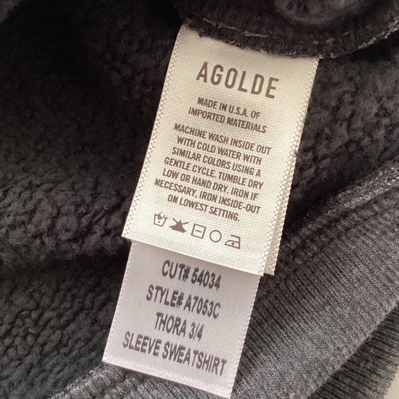 AGOLDE Thora 3/4 Sleeve Sweatshirt Gray XS Balloon/3-4 Sleeve Crew Pullover - Picture 5 of 7